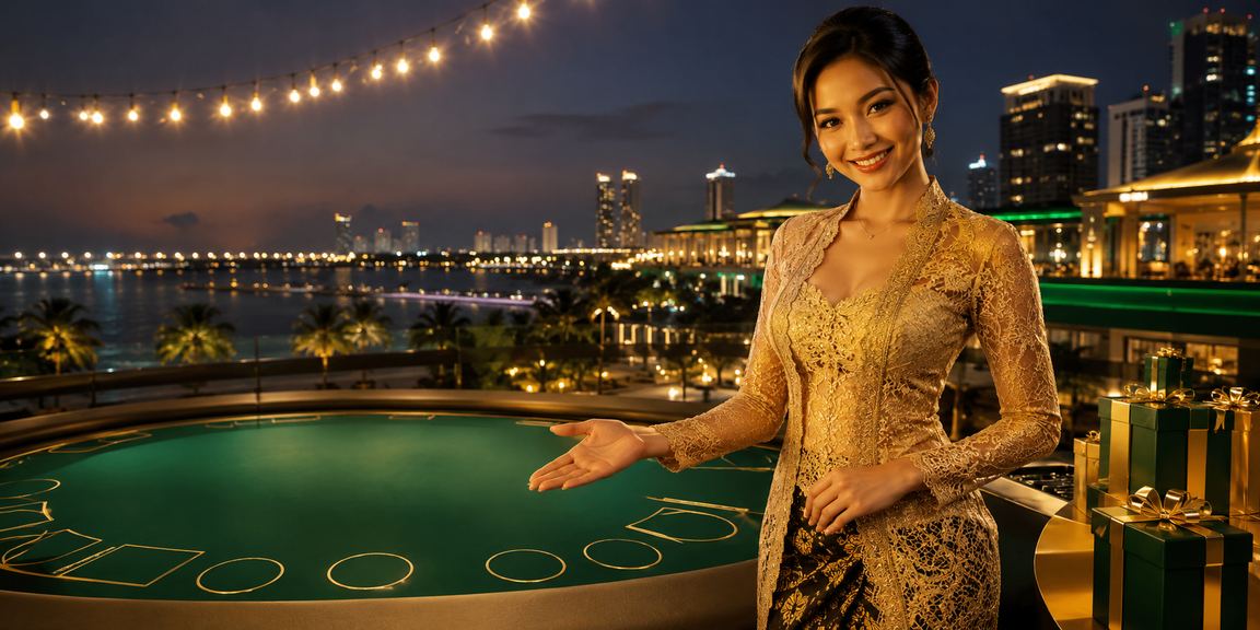 Meja baccarat tepi pantai dengan suasana santai dan cahaya alami