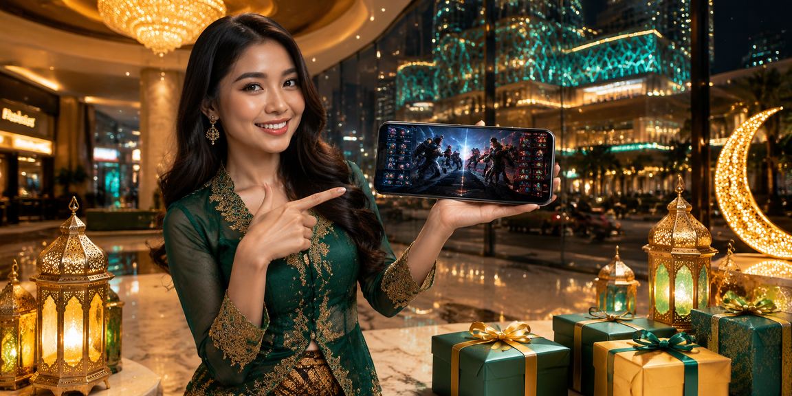 Model Vietnam bermain taruhan esports melalui perangkat mobile di ruangan modern